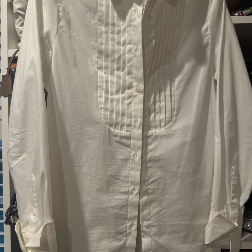 Banana Republic White Tux Pleated Dress Shirt